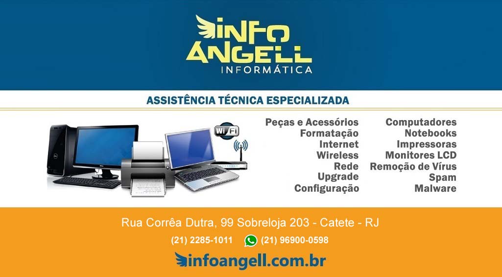 InfoAngell Informatica Assistencia Tecnica em computador, micro, notebook, netbook, impressora, monitor - Rua Correa Dutra, 99 sobreloja 203 - Flamengo esquina com a Rua do Catete - 22210-050 - Rio de Janeiro - RJ - (21) 2285-1011  (21) 96900-0598